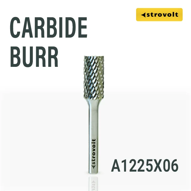 Strovolt Premium Tungsten Carbide Burr Shape A (Cylindrical) 16mm x 25mm 6mm Shank Double Cut Rotary File Part No: CB35A1625 - strovolt - SKU: CB35A1625