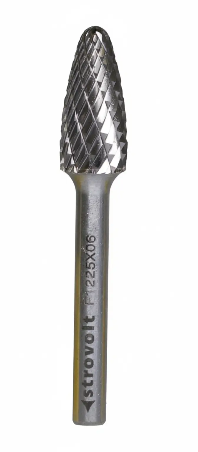 Strovolt Premium Tungsten Carbide Burr Shape F (Ball Nosed Tree) 12mm x 25mm 6mm Shank Double Cut Rotary File - strovolt - SKU: CB35F1225 - Available in Saudi Arabia