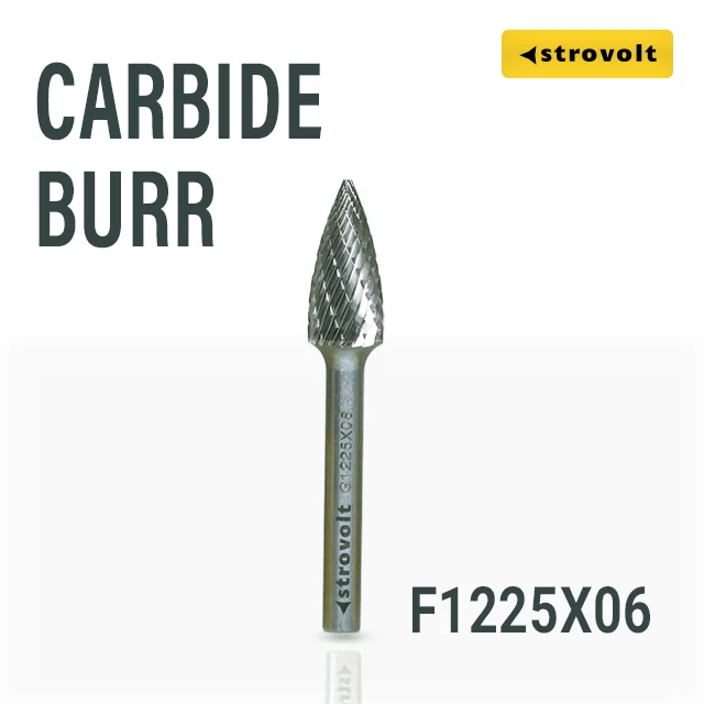 Strovolt Premium Tungsten Carbide Burr Shape F (Ball Nosed Tree) 12mm x 25mm 6mm Shank Double Cut Rotary File - strovolt - SKU: CB35F1225 - Available in Saudi Arabia