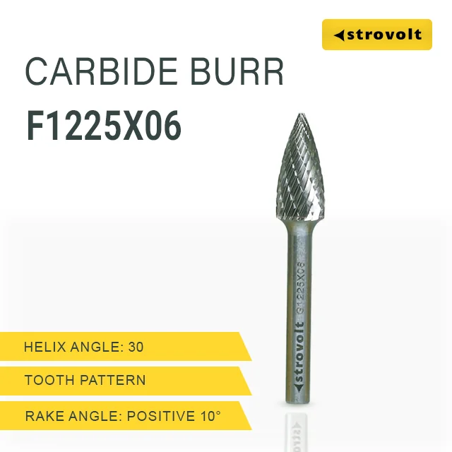 Strovolt Premium Tungsten Carbide Burr Shape F (Ball Nosed Tree) 12mm x 25mm 6mm Shank Double Cut Rotary File - strovolt - SKU: CB35F1225 - Available in Saudi Arabia