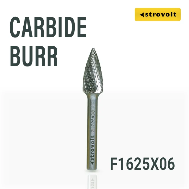 Strovolt Premium Tungsten Carbide Burr Shape F (Ball Nosed Tree) 16mm x 25mm 6mm Shank Double Cut Rotary File Part No: CB35F1625 - strovolt - SKU: CB35F1625