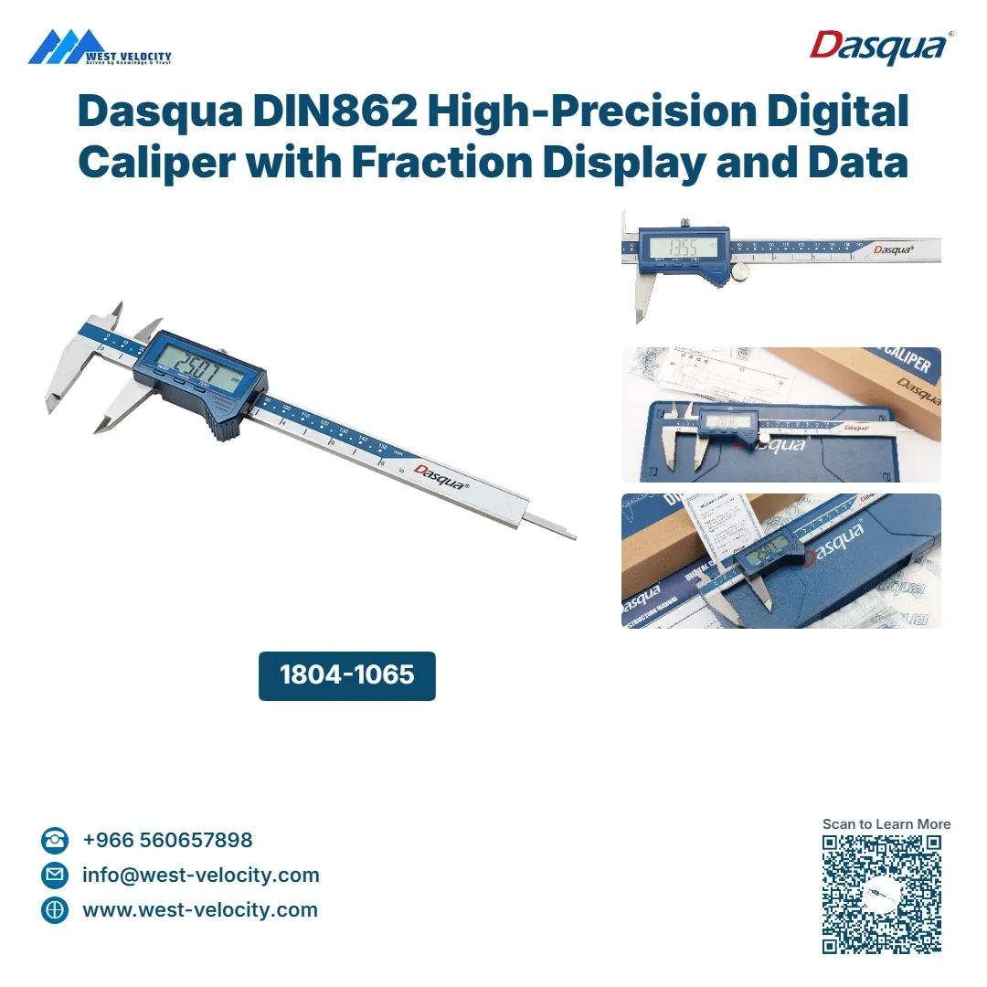 Dasqua DIN862 High-Precision Digital Caliper with Fraction Display and Data Output - Dasqua - SKU: 1804-1065 - Available in Saudi Arabia