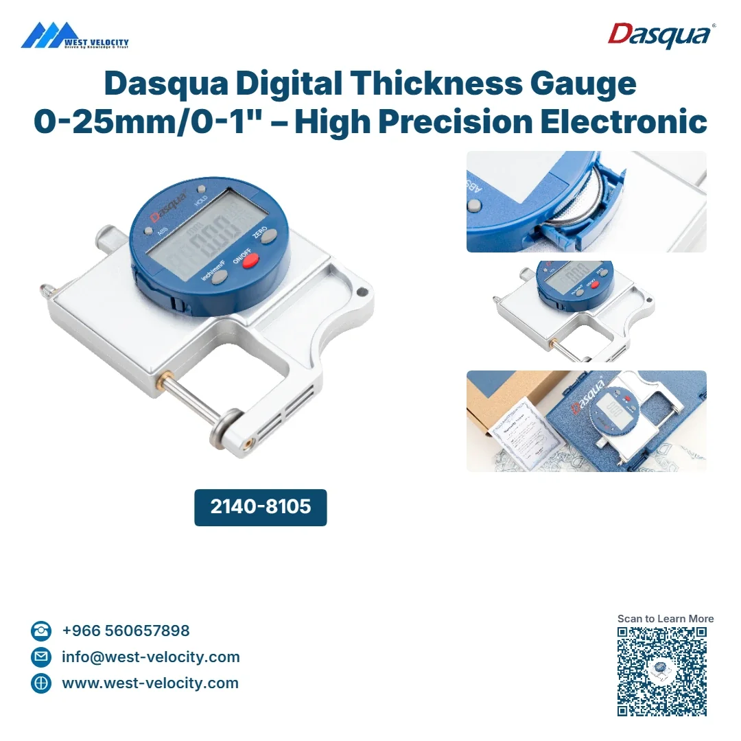 Dasqua Digital Thickness Gauge 0-25mm/0-1" – High Precision Electronic Caliper with LCD Display - Dasqua - SKU: 2140-8105 - Available in Saudi Arabia