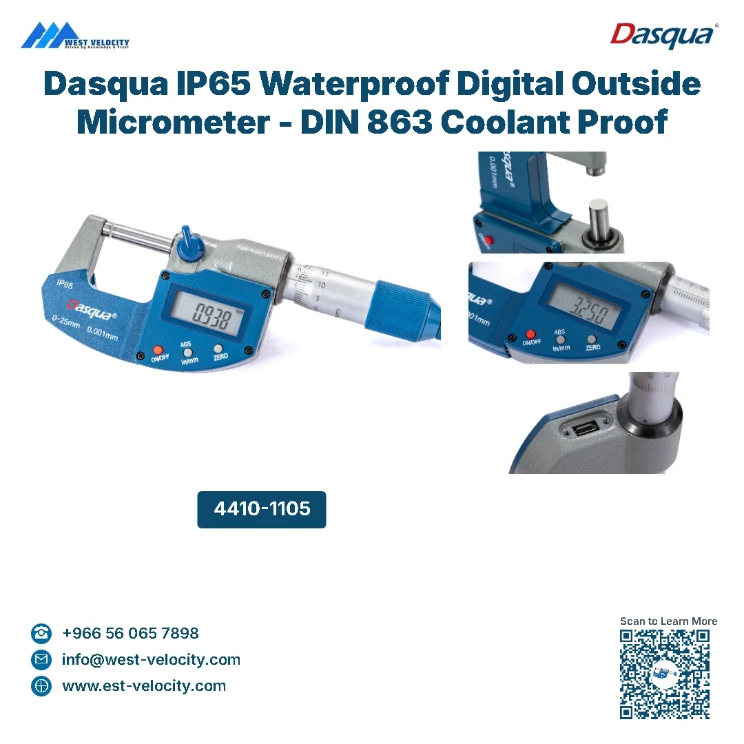 Dasqua IP65 Water Proof Digital Outside Micrometer 0-25mm - Dasqua - SKU: 4410-1105