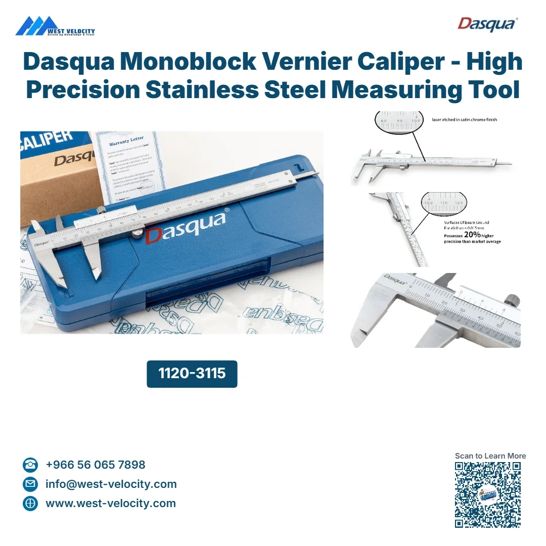 Dasqua Monoblock Vernier Caliper - High Precision Stainless Steel Measuring Tool - Dasqua - SKU: 1120-3115