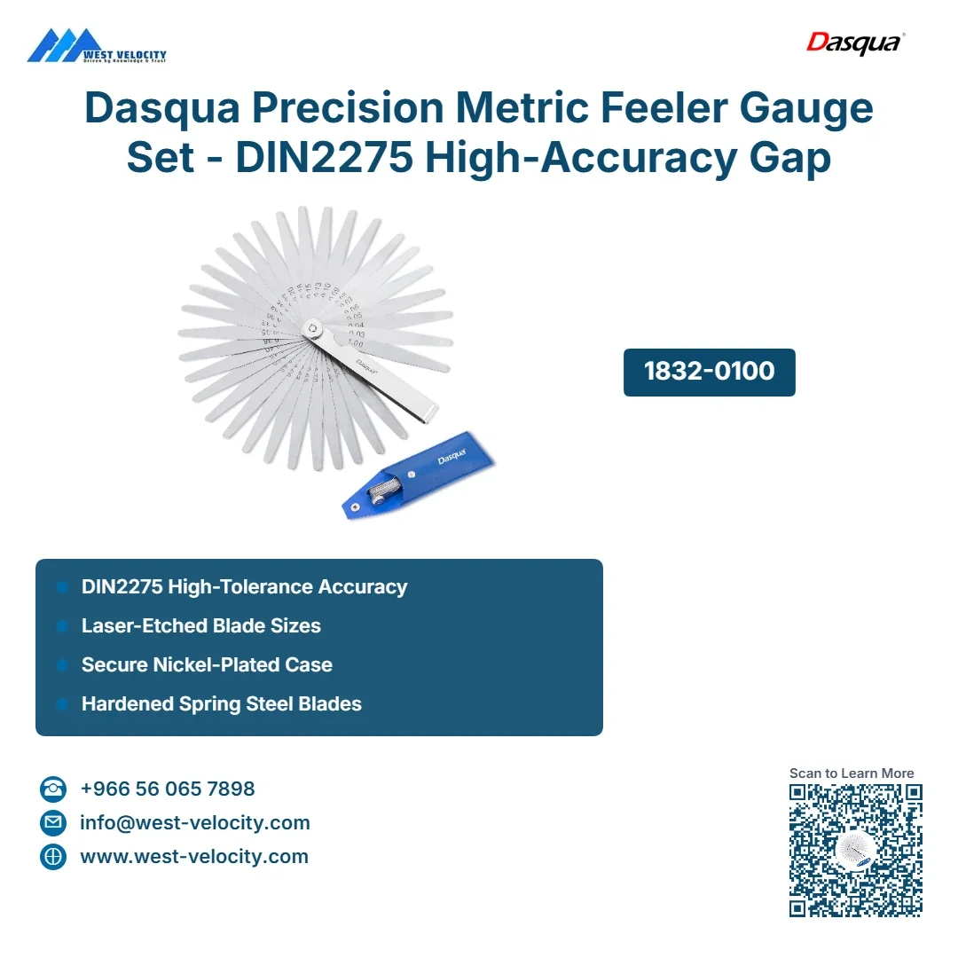 Dasqua Precision Metric Feeler Gauge Set - DIN2275 High-Accuracy Gap Measuring Tool - Dasqua - SKU: 1832-0100 - Available in Saudi Arabia