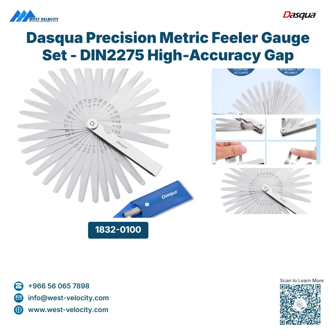 Dasqua Precision Metric Feeler Gauge Set - DIN2275 High-Accuracy Gap Measuring Tool - Dasqua - SKU: 1832-0100 - Available in Saudi Arabia