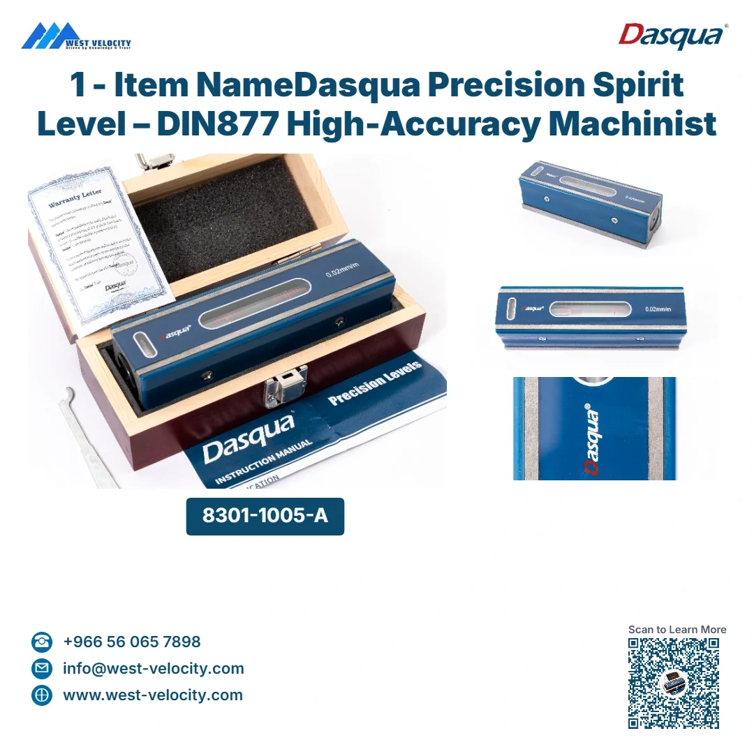 Dasqua Precision Spirit Level – DIN877 High-Accuracy Machinist Level with V-Groove Base - Dasqua - SKU: 8301-1005-A - Available in Saudi Arabia