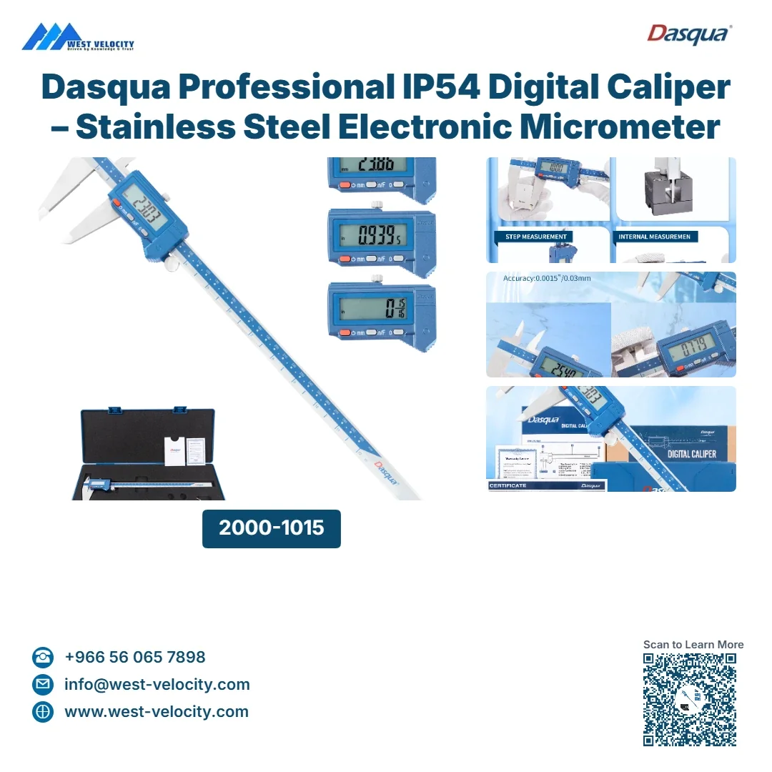 Dasqua Professional IP54 Digital Caliper – Stainless Steel Electronic Micrometer with Wireless Data Output - Dasqua - SKU: 2000-1015 - Available in Saudi Arabia