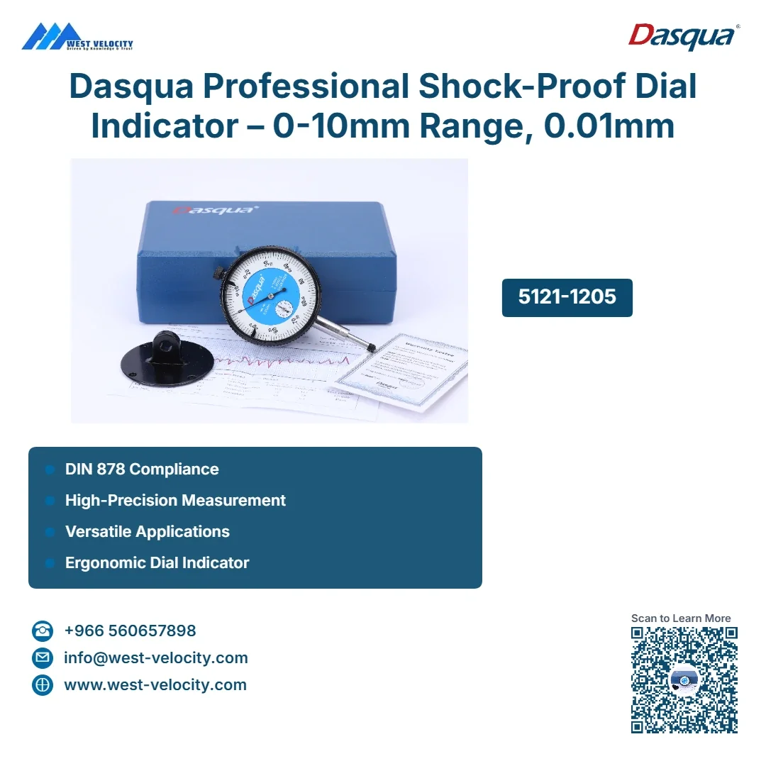 Dasqua Professional Shock-Proof Dial Indicator – 0-10mm Range, 0.01mm Graduation (DIN 878) - Dasqua - SKU: 5121-1205