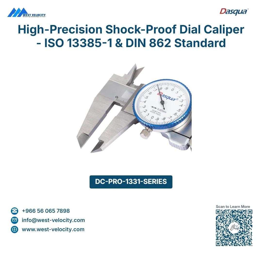 High-Precision Shock-Proof Dial Caliper - ISO 13385-1 & DIN 862 Standard - Dasqua - SKU: 1331-2115-A