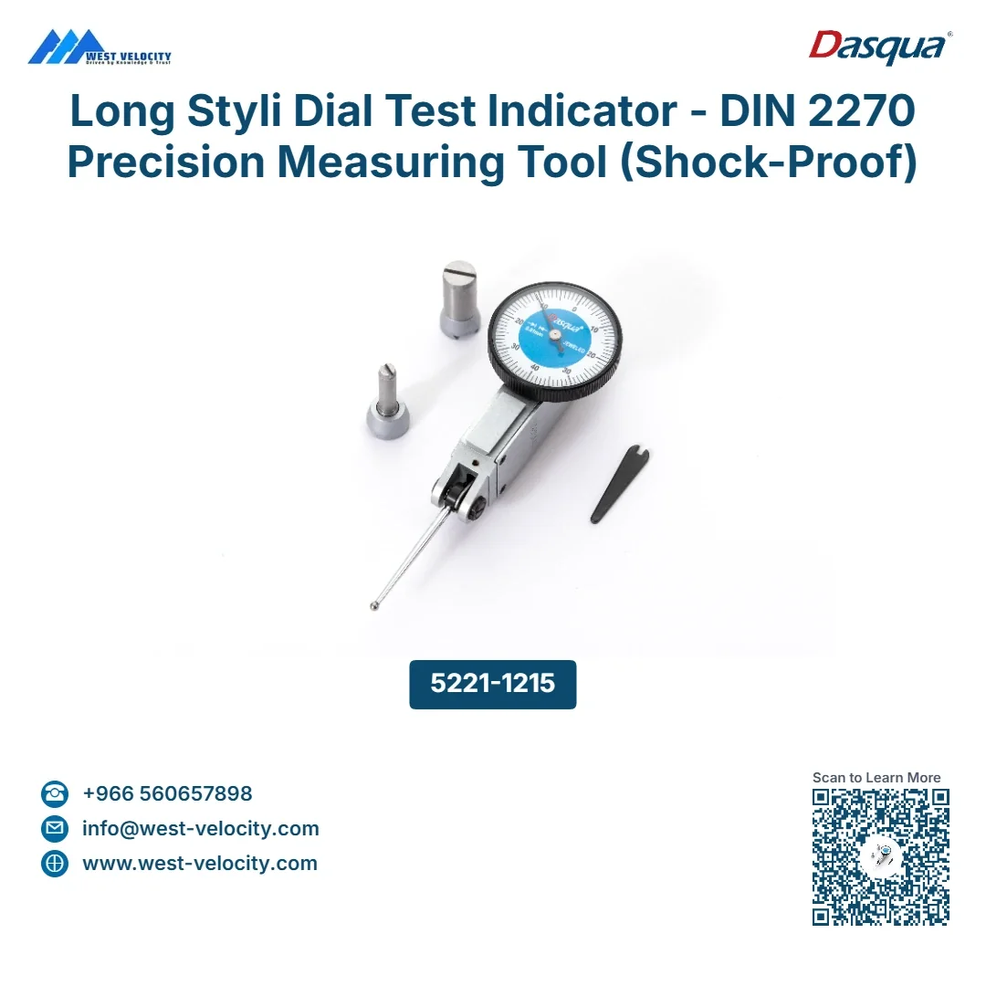 Long Styli Dial Test Indicator - DIN 2270 Precision Measuring Tool (Shock-Proof) - Dasqua - SKU: 5221-1215 - Available in Saudi Arabia