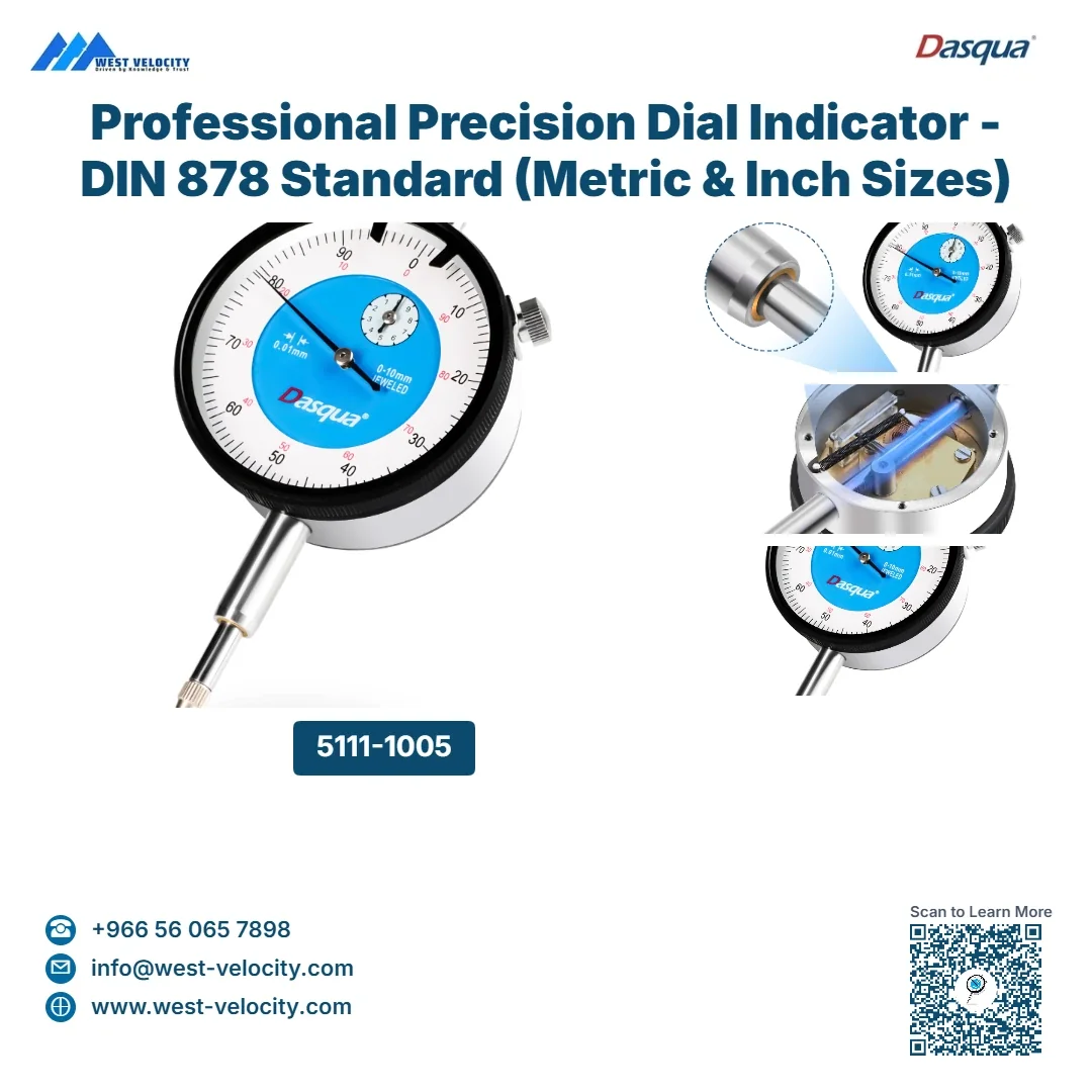 Professional Precision Dial Indicator - DIN 878 Standard (Metric & Inch Sizes) - Dasqua - SKU: 5111-1005