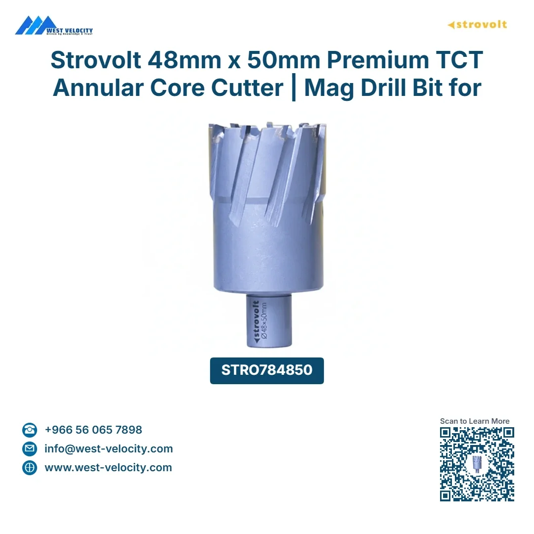 Strovolt Premium TCT Annular Core Cutter 48mm Diameter x 50mm Depth Tungsten Carbide Tipped Mag Drill Bit Heavy Duty Structural Steel & Inox Cutter - strovolt - SKU: STRO784850 - Available in Saudi Arabia