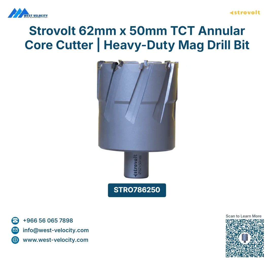 Strovolt 62mm x 50mm TCT Annular Core Cutter Industrial Tungsten Carbide Tipped Mag Drill Bit Heavy-Duty Hole Saw for Stainless Steel, Rail & Hardox STRO786250 - strovolt - SKU: STRO786250 - Available in Saudi Arabia