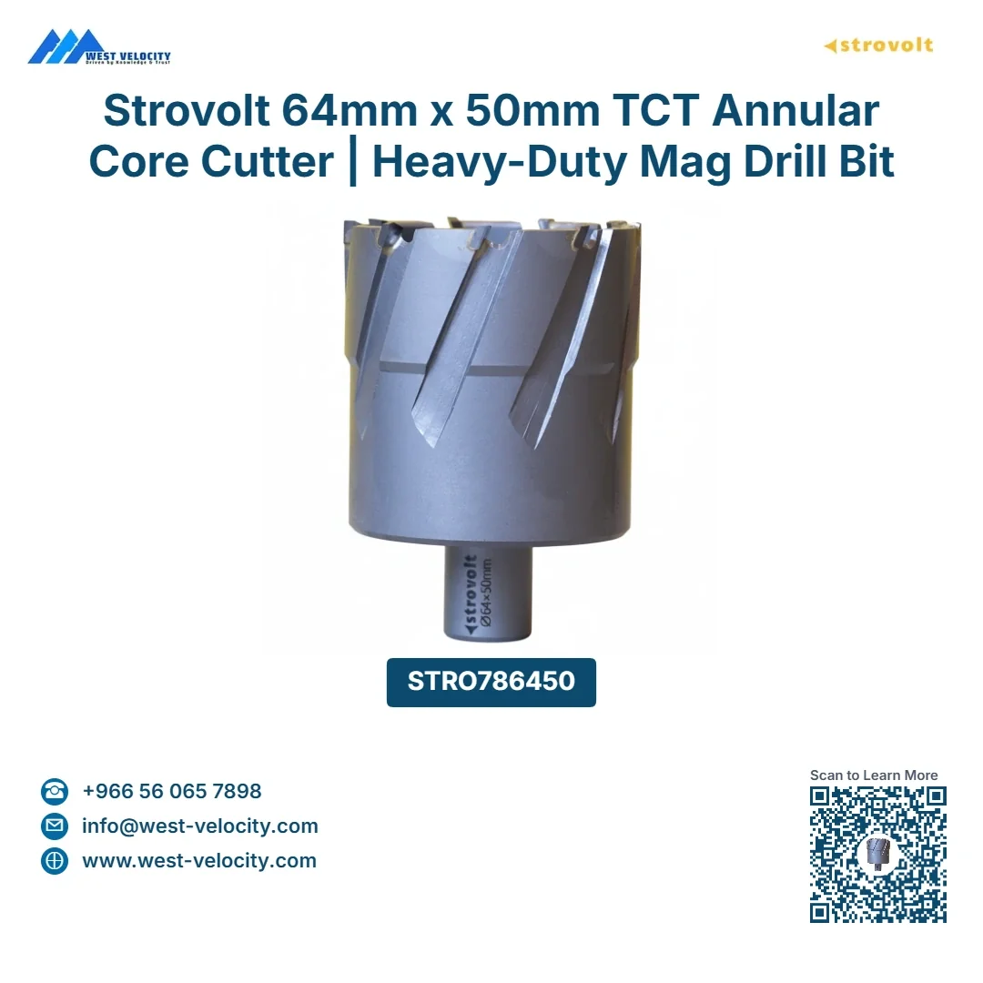 Strovolt 64mm x 50mm TCT Annular Core Cutter Industrial Tungsten Carbide Tipped Mag Drill Bit Heavy-Duty Hole Saw for Stainless Steel, Rail & Hardox - strovolt - SKU: STRO786450 - Available in Saudi Arabia