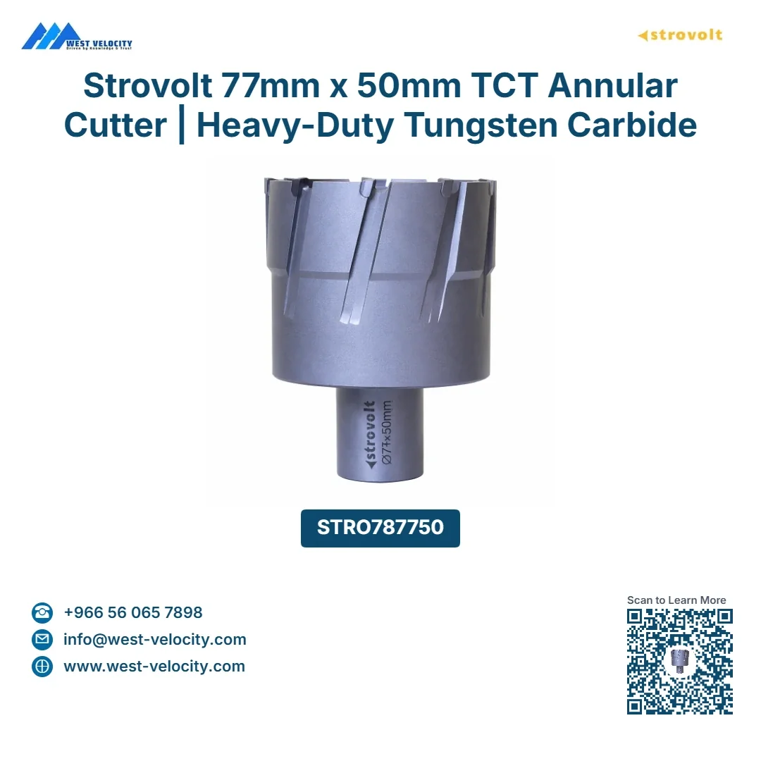 Strovolt 77mm x 50mm TCT Annular Core Cutter Industrial Tungsten Carbide Tipped Mag Drill Bit Heavy-Duty Hole Saw for Stainless Steel, Rail & Hardened Steel STRO787750 - strovolt - SKU: STRO787750 - Available in Saudi Arabia