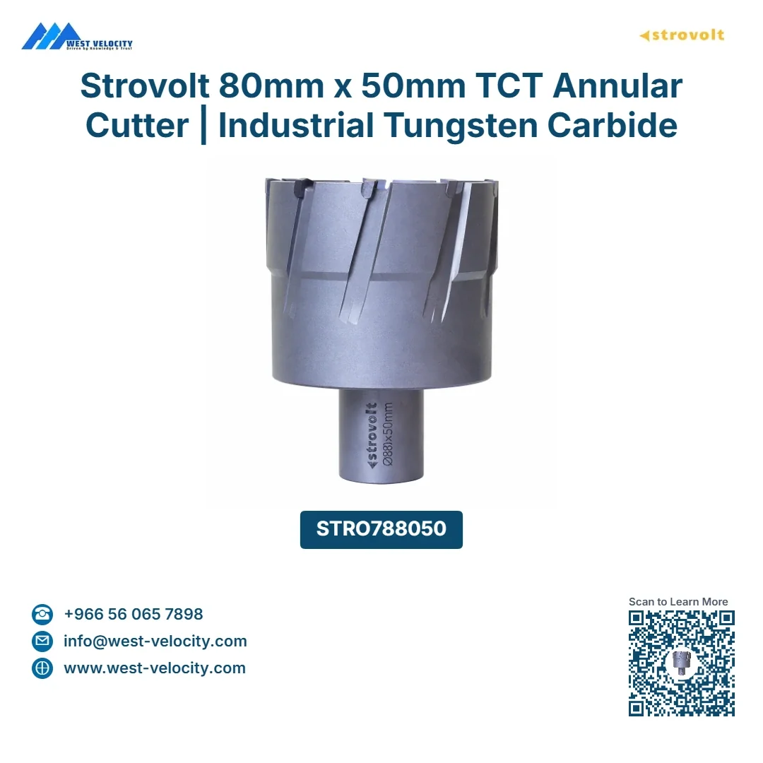 Strovolt 80mm x 50mm TCT Annular Core Cutter Industrial Tungsten Carbide Tipped Mag Drill Bit Heavy-Duty Hole Saw for Stainless Steel, Rail & Hardox STRO788050 - strovolt - SKU: STRO788050 - Available in Saudi Arabia