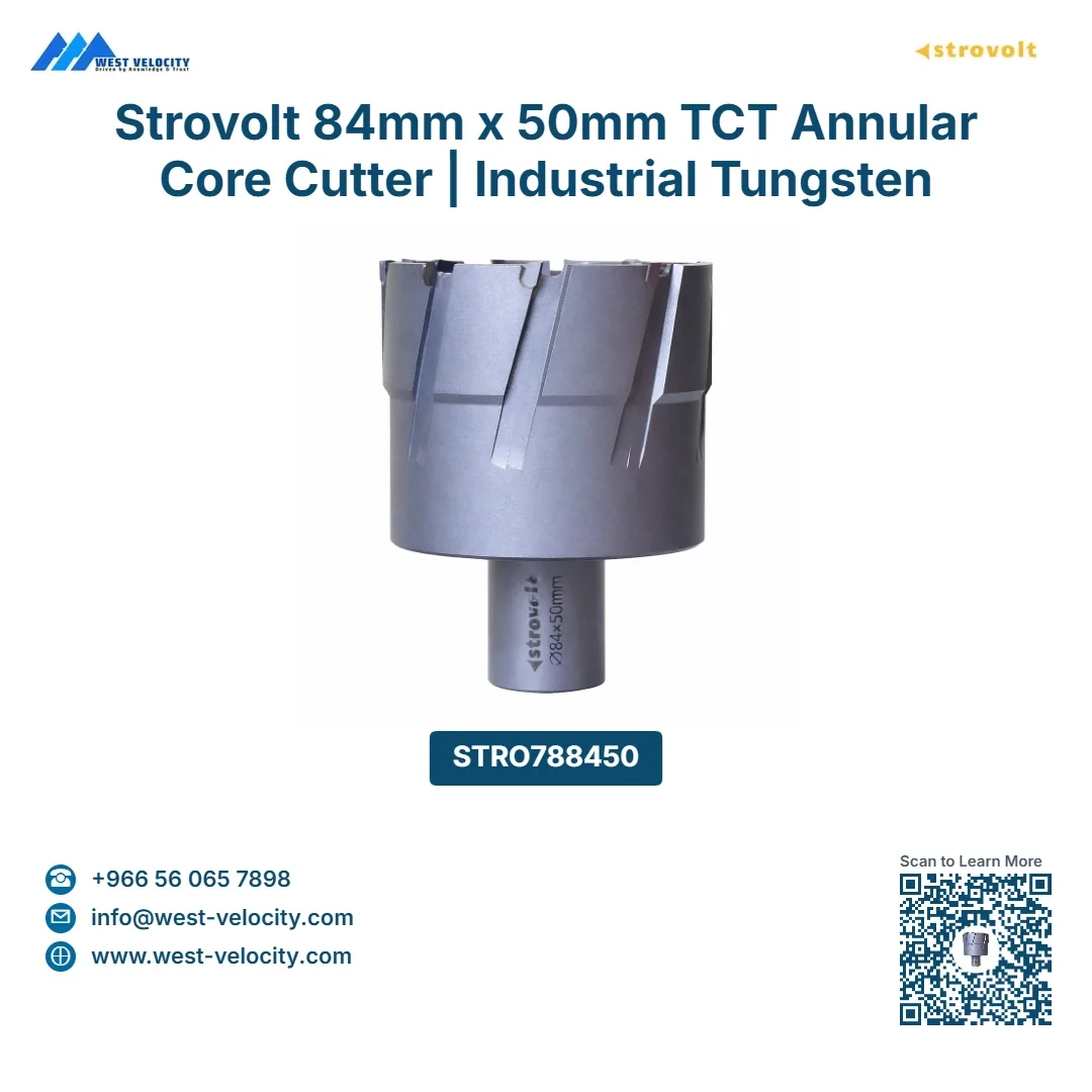 Strovolt 84mm x 50mm TCT Annular Core Cutter Industrial Tungsten Carbide Tipped Mag Drill Bit Heavy-Duty Hole Saw for Stainless Steel, Rail & Hardox STRO788450 - strovolt - SKU: STRO788450 - Available in Saudi Arabia