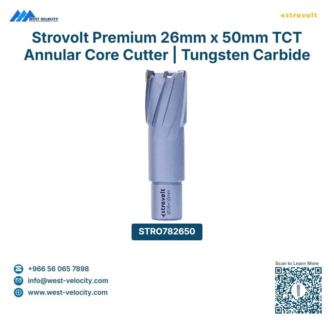 Strovolt Premium TCT Annular Core Cutter 26mm Diameter x 50mm Depth Tungsten Carbide Tipped Mag Drill Bit Part No: STRO782650 - strovolt - SKU: STRO782650