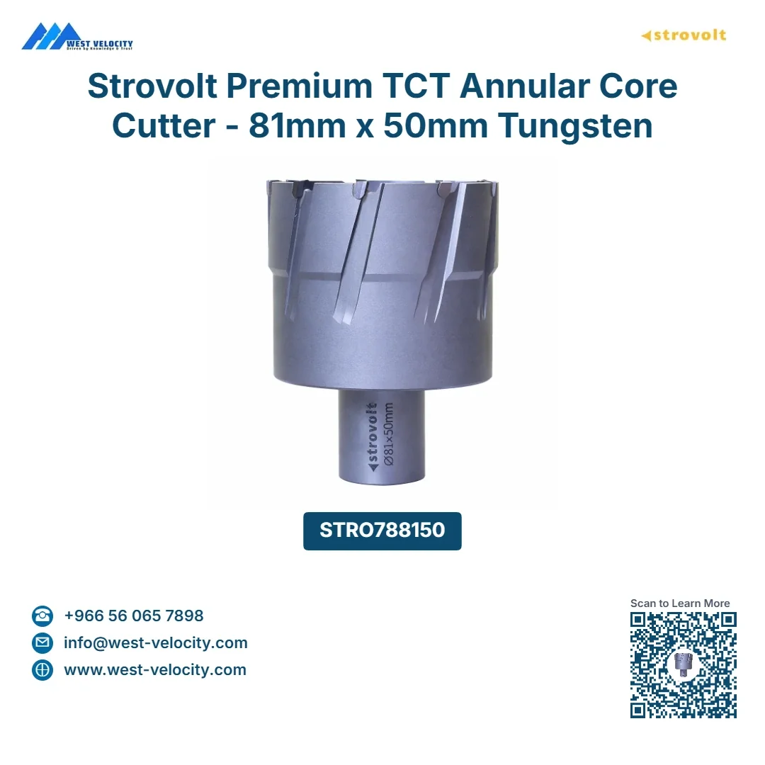 Strovolt Premium TCT Annular Core Cutter 81mm Diameter x 50mm Depth Tungsten Carbide Tipped Mag Drill Bit Part No: STRO788150 - strovolt - SKU: STRO788150 - Available in Saudi Arabia