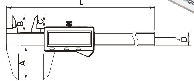 Dasqua DIN862 High-Precision Digital Caliper with Fraction Display and Data Output - Variations - Technical Diagram - Dasqua 1804-1065