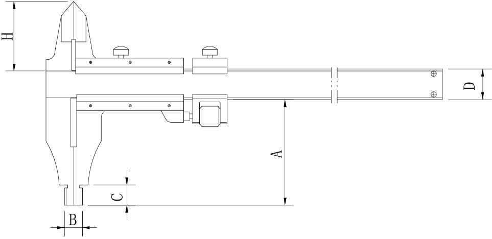 Dasqua Heavy-Duty Vernier Caliper with Nib Style and Standard Jaws - Precision Industrial Measuring Tool (0-1000mm / 0-40") - Variations - Technical Diagram - Dasqua 1300-0001