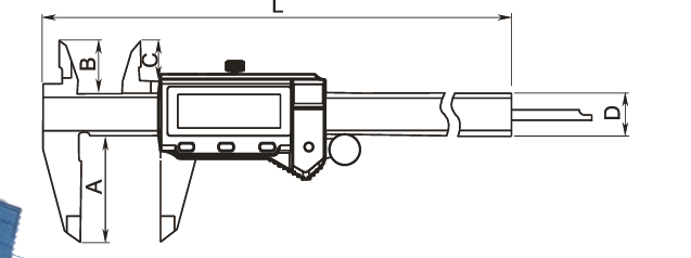 Dasqua IP54 Waterproof Digital Caliper - Stainless Steel Measuring Tool (0-6"/8"/12") - Variations - Technical Diagram - Dasqua 2000-1005